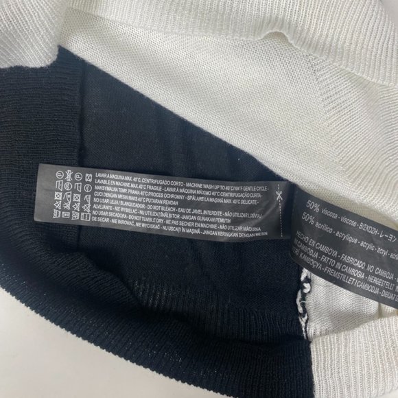 Zara Knit Black and White Draped Layer Long-sleeve Shirt Size Small - Picture 8 of 8